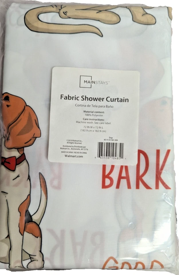 Cortina de ducha de tela para perros de poliéster de 72 pulgadas cuadradas Good Boy Bark Woof Baño Regalo NUEVO Foto 1 de 4