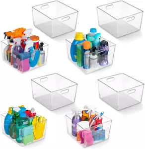 Clear Plastic Storage Bins – XL 8 Pack Perfect Kitchen or Pantry Organization Fr - Picture 1 of 12