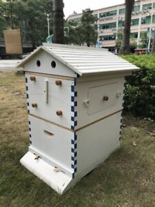 US Wooden Auto Bee Hive Box Beekeeping Beehive House for Plastic Bee Hive Frames