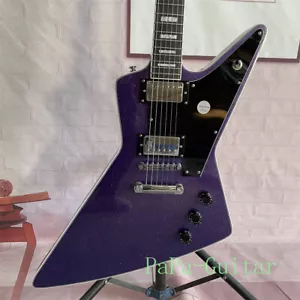 Guitarra Eléctrica Exploradora Sparkle Sólida Púrpura Personalizada Pastilla HH Herrajes Cromados - Imagen 1 de 9