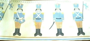 Wallpaper Border Beefeater Toy Soldiers Drum Bugle Blue White Nutcracker NIP - Picture 1 of 2