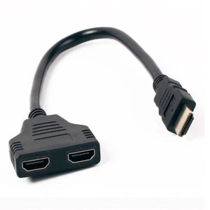 1 Input 2 Output HDMI Splitter Adapter Adapter Wire Office Monitor Pc Laptop - Picture 1 of 5