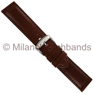 24mm Milano Brown Padded Genuine Italian Leather Stitched Mens Band Long 2226 - Picture 1 of 4