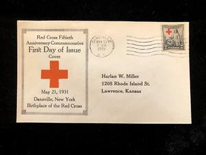 NY DANSVILLE MAY 21 1931 #702 FDC RED CROSS 1ST MILLER CACHET ONLY 20 MADE - Picture 1 of 2