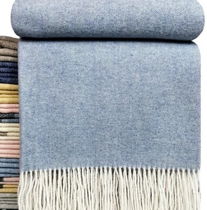 Kaschmir Wolldecke Decke 140x200 Kuscheldecke Wohndecke Luxus Silberblau - Bild 1 von 4