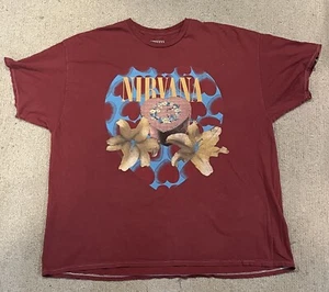 Nirvana Heart Shape T-shirt Cotton S/M BRD Print Vintage Rare Yellow Red - Picture 1 of 3