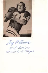 T19-79922 Football autograph card Greg P Bauer WR Oregon Ducks 74-76 - Picture 1 of 1