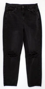 American Eagle Women's Jeans Sz 4 Black Stretch High Waist Distressed Destroyed - Picture 1 of 8