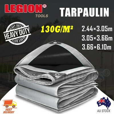 Heavy Duty Tarpaulin 130gsm Waterproof Poly Tarp Cover Sheet Camping Outdoor - image 1 of 4