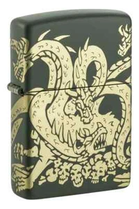 Zippo 48907, Zippo Dragon, 360 Laser Green Matte Lighter, NEW - Picture 1 of 4