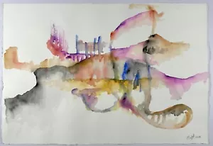 Roberto Marfil Mexikanischer Künstler 1997 Original Handsigniert Aquarell Abstrakt - Bild 1 von 6