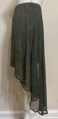 Ella Moss Струящийся Шелковый Креп Макси Высокая Низкая Юбка Асимметричная Hi-Lo Маленькая Потрясающая! - Изображение 1 из 4