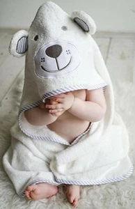 Organic Bamboo Hooded Baby Bath Pool Beach Towel & Washcloth Soft Hypoallergenic - Picture 1 of 7