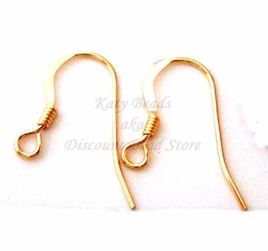 20 Stck. 14k Gold gefüllt flach mit Spule Ohrring Ohr Draht Französischer Haken Ohrdraht GE31 - Bild 1 von 2