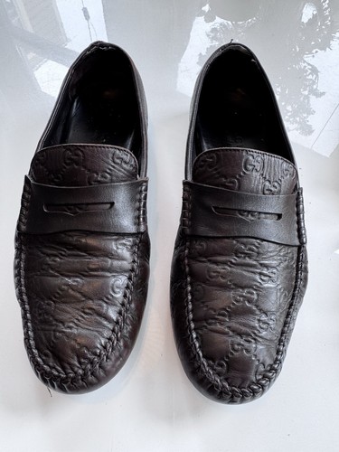 Mocassini da guida uomo marroni GG San Marino Guccissma Gucci taglia 9G