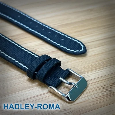 Correa de reloj de tela de vela ultra suave de alta calidad - 18 mm blanca - cuero vegano Foto 1 de 2