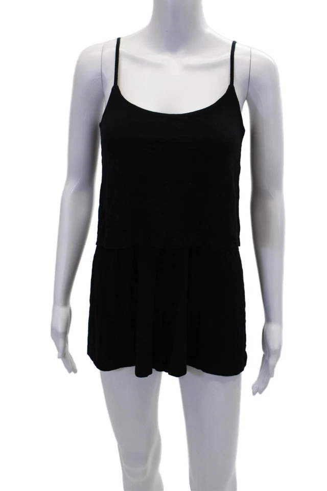 Mameluco sin mangas Topshop para mujer con correa de espagueti tiro alto negro talla 0 Foto 1 de 4