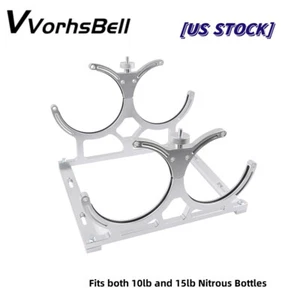 New 7" Nitrous Dual Bottle Bracket Holder Kit Billet for 10-15 Lb Bottles Silver - Picture 1 of 11