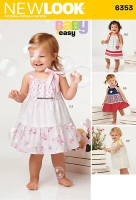 New LOOK 6353 BABIES' DRESSES & PANTIES Sewing pattern Ages New born - Large - Image 1 of 4