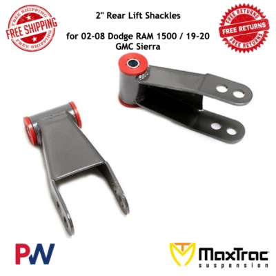 Grilletes de elevación traseros MaxTrac 2" para 02-08 Dodge RAM 1500 / 19-20 GMC Sierra 712120 Foto 1 de 2