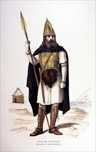 GUERRIER CELTE avant la CONQUÊTE ROMAINE (Musée de l'Artillerie)- Gravure du 19e - Picture 1 of 2