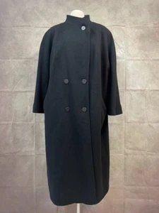 ALORNA Super Fina Women's Double Breasted Black Wool Blend Coat - Picture 1 of 7