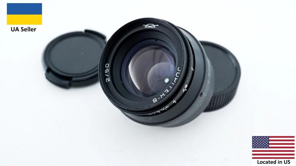 Vintage Portrait Black Jupiter 8 2/50mm M39 FED Zorki Leica RF Lens L39 - Image 1 of 4