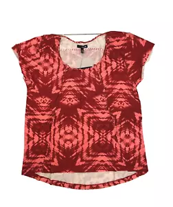 Camisa Hurley Kane Tie Dye estampada azteca manga corta blusa elástica pequeña - Imagen 1 de 5