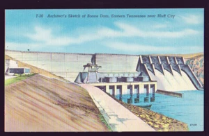 TENNESSEE TN Bluff Stadt Skizze von Boone verdammtes Leinen Vintage Postkarte - Bild 1 von 2