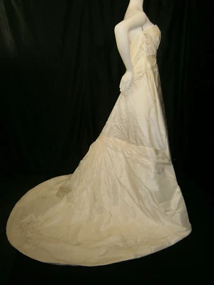 Matthew Christopher 12 Wedding Dress Ivory Silk Strapless Beaded Ballgown NEW - Image 1 of 4