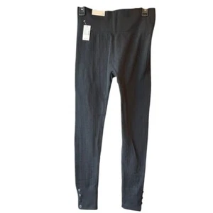 NUEVO CON ETIQUETAS Leggings Maurice's Acanalados Negros Con Detalle de Botones Talla Mediana - Imagen 1 de 7