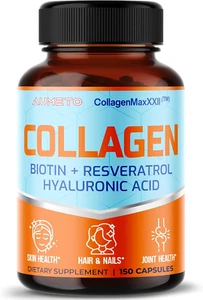 Collagen Types I, II, III, IV with Hyaluronic Acid, Resveratrol, Biotin, Vitamin - Picture 1 of 6