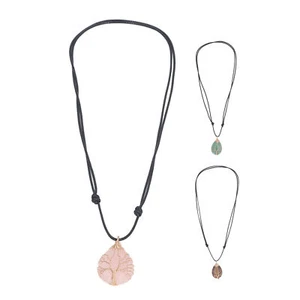 Crystal Quartz Stone Pendant Fashion Jewelry Wrapped Necklace Decor Ornament - Picture 1 of 21