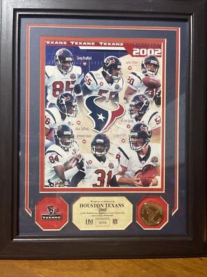 Prendedor de equipo de monedas de oro Highland Mint 2002 Houston Texans 8x10 11x14 David Carr Foto 1 de 4
