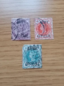 GB QV 3 X Different Army Official Overprint Stamps Combine Postage - Picture 1 of 1