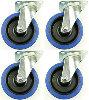 4x SL 125 mm Lenkrollen 200 kg pro Rad BLUE WHEELS Swivel Castor Transportrollen