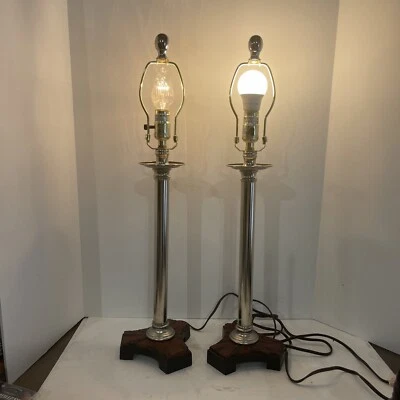 (2) Lámparas Buffet Máximas 27” Base de Resina de Acero Inoxidable, Sin Tonos, ¡Funcionando! Foto 1 de 4