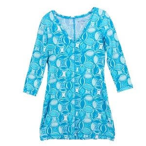 Lilly Pulitzer Juliet Dress What a Racquet Blue 100% Pima Cotton 91327 SMALL - Picture 1 of 6