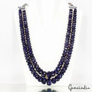 Blue Sapphire Beaded Gemstone Double strand Necklace Natural 1360Ct Genuine Gems - Picture 1 of 8