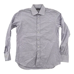 Canali Dress Shirt Button Up Mens 15.5 39 White Long Sleeve Striped Italy - Picture 1 of 5