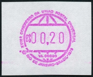 Brazil Brasil 1979 First ATM Stamp UPU Congress Cr$ 0,20 Mint Never Hinged MNH - Picture 1 of 1