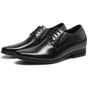US12 CHAMARIPA 8cm/3.15" Elevator Shoes Men Black Oxford height increase Shoes - Picture 1 of 3