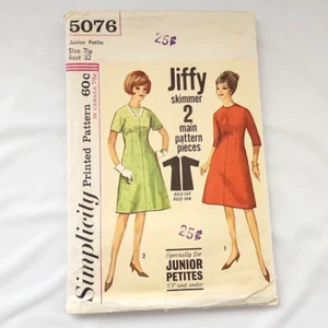Vestido Vintage Simplicity Costura Patrón 5076 Talla 7 Junior Pequeño Años 60 Línea A - Imagen 1 de 6