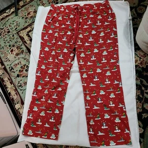 Christmas Snowman & Penguin Red Pajama Pants - Picture 1 of 5