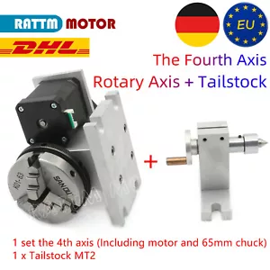 K11-65mm The Fourth Axis 3 Jaw Chuck Rotary Axis+54mm Tailstock Ratio 4:1【In DE】 - Picture 1 of 7