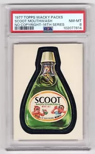 1976 / 1977 Topps Wacky Packages RARE 16th Series * Scoot No Copyright * PSA 8 - Picture 1 of 2