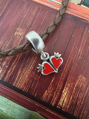 Original Pandora Herzen Liebe Charm Anhänger Dangle Emaille Rot 925er Silber - Bild 1 von 3