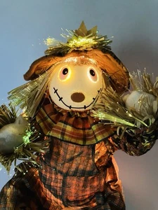 Autumn Best 18" Fiber Optic Decoration Halloween Fall Sitting Scarecrow Light Up - Picture 1 of 11