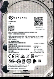 ST4000LM024 P/N: 2U817V-566 F/W: 0001 S/N: WCK6W 4TB JAN 2021 THAILAND SEAGATE - Picture 1 of 2