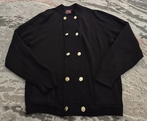 Lochcarron Merino Wool Double Breasted Cardigan Size M Black - Picture 1 of 8